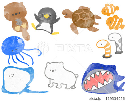 海のいきものいらすとセット(文字装飾なし) 海のいきものいらすとセット(文字装飾なし) 119334926
