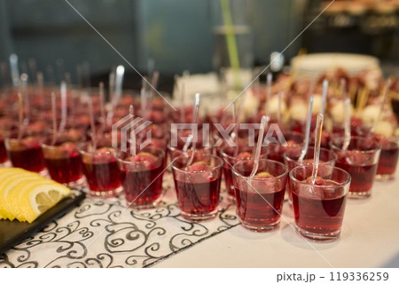 Beautifully Elegant Shots of Creamy and Luxurious Dessert Presented with Gold Decor Beautifully Elegant Shots of Creamy and Luxurious Dessert Presented with Gold Decor 119336259