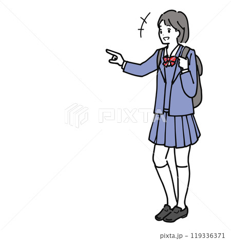 指をさす女子高生のイラスト 指をさす女子高生のイラスト 119336371