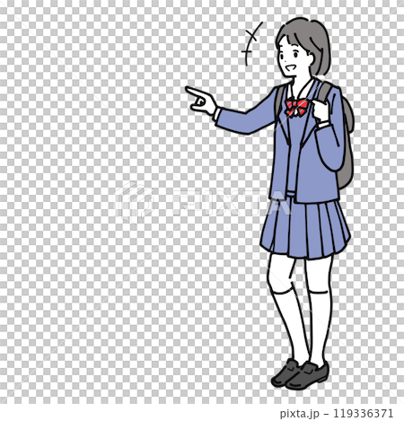 指をさす女子高生のイラスト 指をさす女子高生のイラスト 119336371