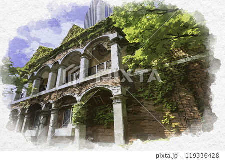 水彩画風 神戸 東遊園地 神戸倶楽部 兵庫県神戸市 水彩画風 神戸 東遊園地 神戸倶楽部 兵庫県神戸市 119336428