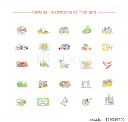 タイのいろいろな食べ物や観光スポットなど　セット 119336602