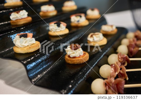 Elegant Canap Display at a Catering Event 119336637