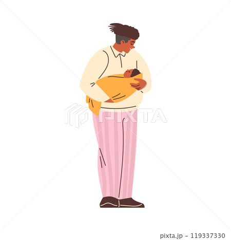 Father gently rocks the baby, holding him in his arms. Father gently rocks the baby, holding him in his arms. 119337330