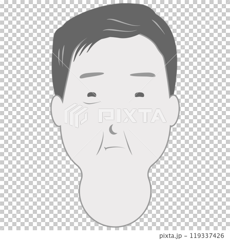 Middle-aged man's face illustration, monochrome, senior, uncle, 50, 60, 70 Middle-aged man's face illustration, monochrome, senior, uncle, 50, 60, 70 119337426