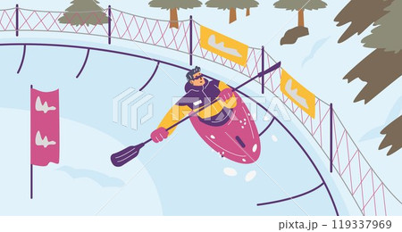 Snow kayaking competition. 119337969