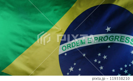 Real Brazil National Flag Background. Traveling South America. Ordem e progresso 119338210