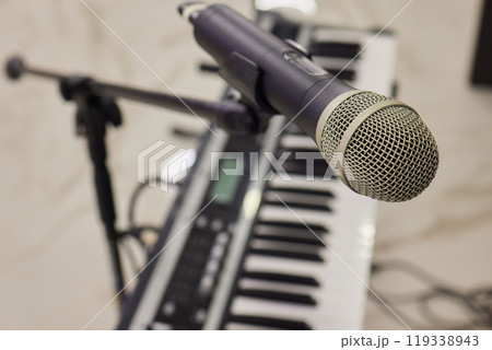 Detail take of a stage ready for a gig 119338943