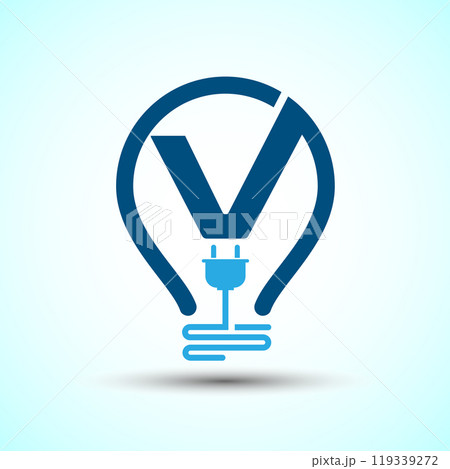 Initial alphabet with an electric bulb and plug. Electricity logo design template Initial alphabet with an electric bulb and plug. Electricity logo design template 119339272