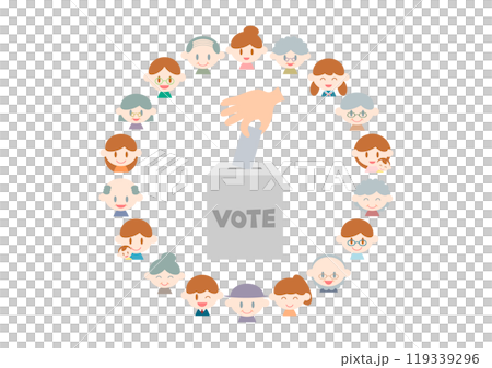 選挙の投票箱と人々のイラスト 119339296