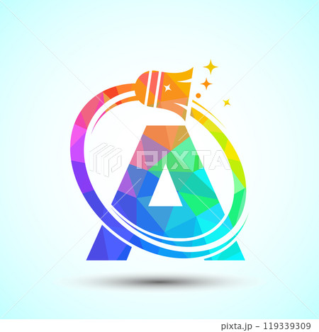 Letter cleaning service logo design template, Cleaning company logo sign symbol, low poly style 119339309
