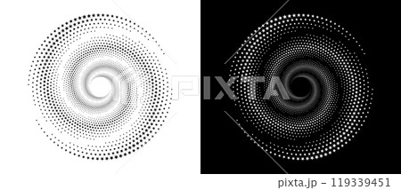 Abstract background with stars in circle. Art design spiral as logo or icon. A black figure on a white background and an equally white figure on the black side. 119339451