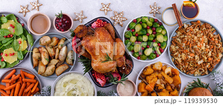 Christmas festive dinner with traditional dishes 119339530
