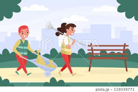 Man and Woman Clean Nature Collect Garbage Care of Environment Vector Illustration Man and Woman Clean Nature Collect Garbage Care of Environment Vector Illustration 119339771
