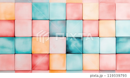 A vibrant abstract pattern featuring pastel-colored squares in a grid layout, evoking creativity and modern design aesthetics. A vibrant abstract pattern featuring pastel-colored squares in a grid layout, evoking creativity and modern design aesthetics. 119339793