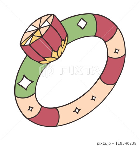 Colorful geometric gemstone ring illustration in modern line art style, AI Generative 119340239