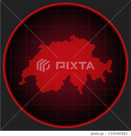 Vector map Switzerland on the radar screen 119340362