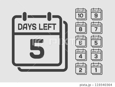 Countdown daily page calendar icon - 5 days left 119340364