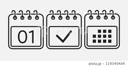 Vector icon page calendar - 1 day, agenda, done Vector icon page calendar - 1 day, agenda, done 119340484