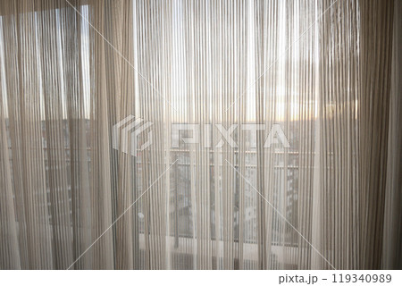 close up of clean fabric curtain. close up of clean fabric curtain. 119340989