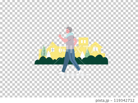 Senior men walking 119342712