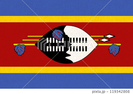 flag of Kingdom of Eswatini. National Swazilandian flag on fabric 119342808