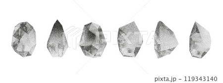 Cube, cylinder, triangle, rhombus with grainy dot texture. Vector illustration 119343140