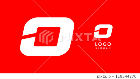 Bold angular letter O, geometric cutouts, minimalist sporty style, dynamic corporate identity, athletic and automotive logo, strong typographic design. Vector typeset Bold angular letter O, geometric cutouts, minimalist sporty style, dynamic corporate identity, athletic and automotive logo, strong typographic design. Vector typeset 119344270