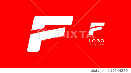 Bold angular letter F, geometric cutouts, minimalist sporty style, dynamic corporate identity, athletic and automotive logo, strong typographic design. Vector typeset 119344280