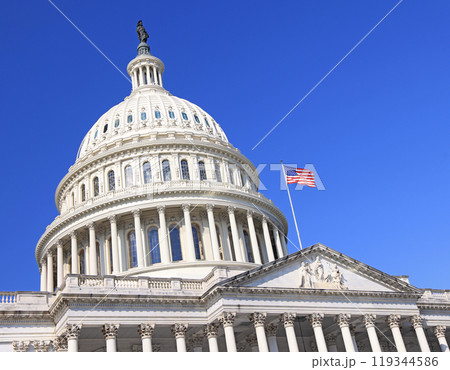 US Capitol in Washington DC with blue sky background, USA US Capitol in Washington DC with blue sky background, USA 119344586