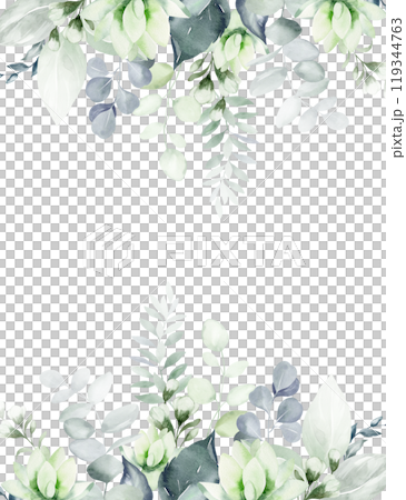 Watercolor seamless gardening tools Pattern with implement and garden tools. Wallpaper with boots, apron and a hat for background or wrapping paper. Backdrop with tackle hobby for textile. 119344763