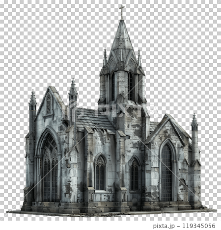 Detailed cutout of an old gothic church with a transparent background, suitable for compositing Detailed cutout of an old gothic church with a transparent background, suitable for compositing 119345056