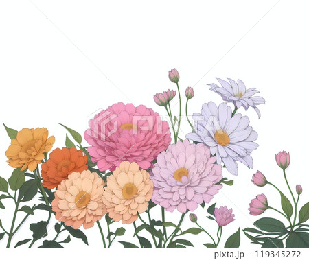 AIで生成した水彩で描いた花のイラスト 119345272