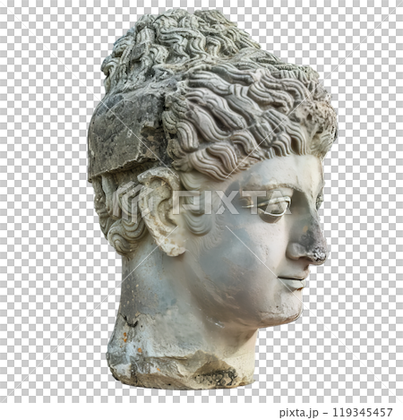 Isolated roman bust sculpture with intricate details, perfect for historical concepts 119345457