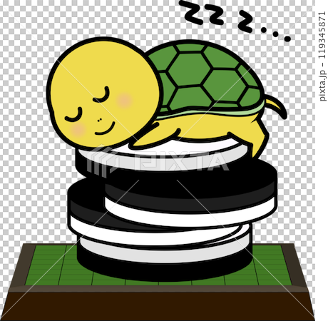 Cute turtle character illustration sleeping on Othello Cute turtle character illustration sleeping on Othello 119345871