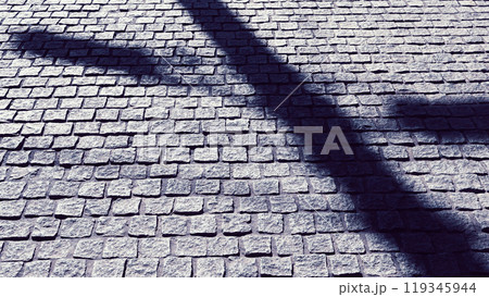 石畳みと電柱の影 119345944