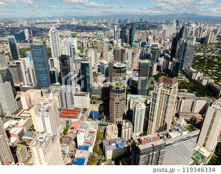 Makati Skyline, modern buildings and business centers in Metro Manila, Philippines. 119346334