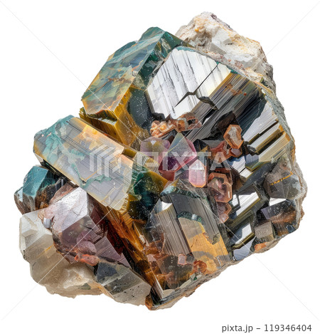 Highresolution image of a multicolored crystal cluster with a transparent background for easy use 119346404