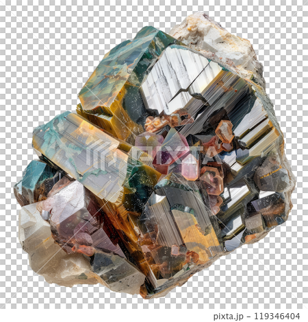 Highresolution image of a multicolored crystal cluster with a transparent background for easy use 119346404