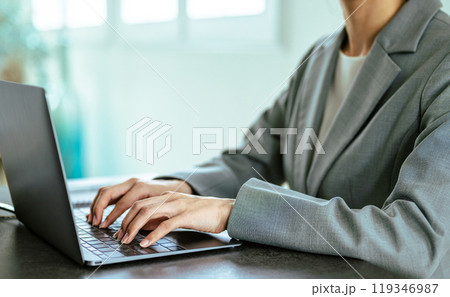 パソコンで仕事するビジネスウーマン 119346987