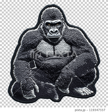 Embroidered patch depicting a powerful gorilla Embroidered patch depicting a powerful gorilla 119347337