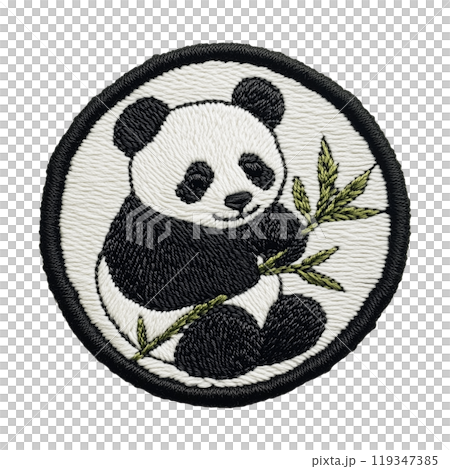 描繪熊貓的刺繡貼片 119347385
