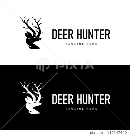 simple black silhouette deer logo vintage design deer forest animal hunter simple black silhouette deer logo vintage design deer forest animal hunter 119347440