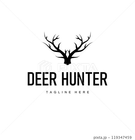 simple black silhouette deer logo vintage design deer forest animal hunter simple black silhouette deer logo vintage design deer forest animal hunter 119347459