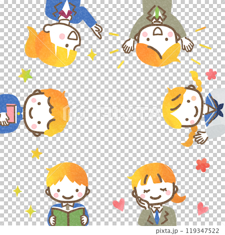 輪になる制服の子どもたち 119347522