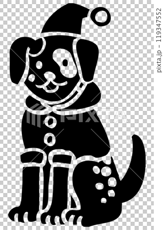 Vector illustration of a Dalmatian in costume in print style Vector illustration of a Dalmatian in costume in print style 119347552