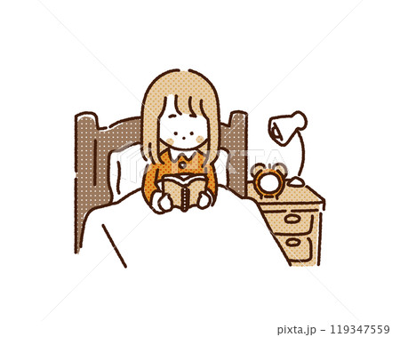 ベッドで読書する女の子 ベッドで読書する女の子 119347559