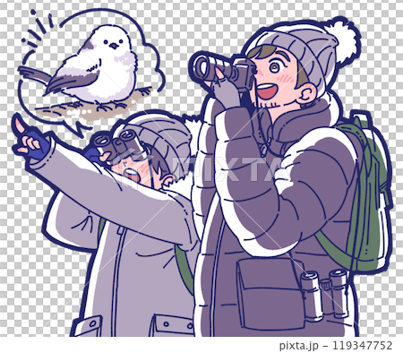 父母和孩子觀鳥的插圖 父母和孩子觀鳥的插圖 119347752