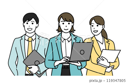 働く若い会社員たちのイラスト 119347805