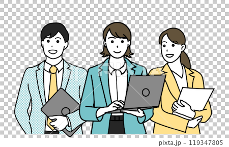 働く若い会社員たちのイラスト 119347805